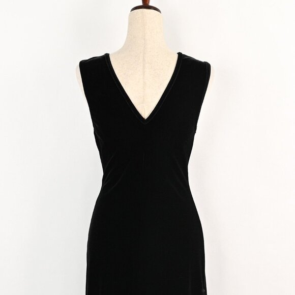 Vintage 90s Black Velvet MARIAN & MARAL Sleeveless Mini Dress - L - Picture 3 of 7